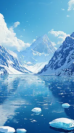 冰背景插画绘画素材透气电商产品背景冰川素材水雪 (3)