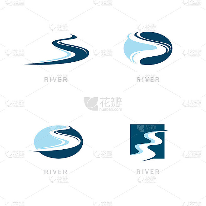 河流标志矢量图标插图设计