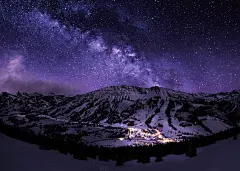 夜， 风景， 星空之夜， 山， 雪， 长时间曝光， 城镇， 星系， 自然|2000x1429 壁纸 - wallhaven.cc