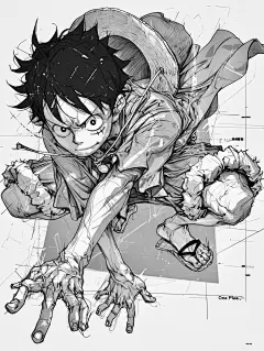海贼王·路飞 人物线稿［咒语］_5_扁豆焖面条_来自小红书网页版 (1)