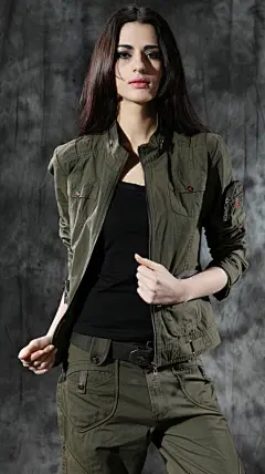 自由骑士户外服装军迷休闲女装夹克立领军绿 短款修身外套春秋 女-tmall.com天猫