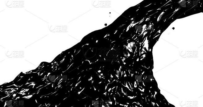 抽象黑流。石油液体质地。三维渲染