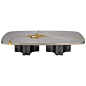 Jean Claude Dresse Steel And Brass Coffee Table With Inlayed Agate
