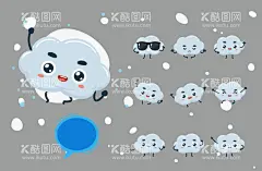 卡通云朵  - 源文件下载【酷图网】白云,卡通,蓝色,手绘,天空,元素组合,云朵