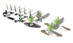 树池坐凳景观灯组合SU模型 | 铅笔汇-高品质SU模型交流分享平台