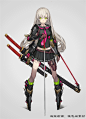 日系动漫武士少女持刀剑酷炫帅气姿态原画插画CG线稿图集图片素材-淘宝网