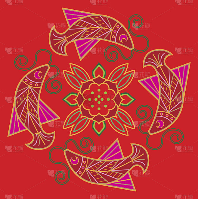 中国刺绣鱼纹