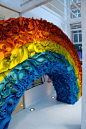 A rainbow window display designed for GAP. | Window Displays
