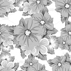 抽象无缝黑白图案的花。适合设计贺卡、请柬、生日问候、情人节、婚礼、聚会、庆典。