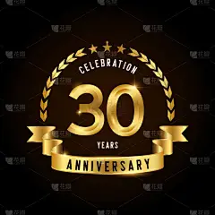 30周年庆祝标志。金婚彩带标志。小册子、传单、杂志、小册子、海报、网站、邀请函或贺卡的设计。矢量说明