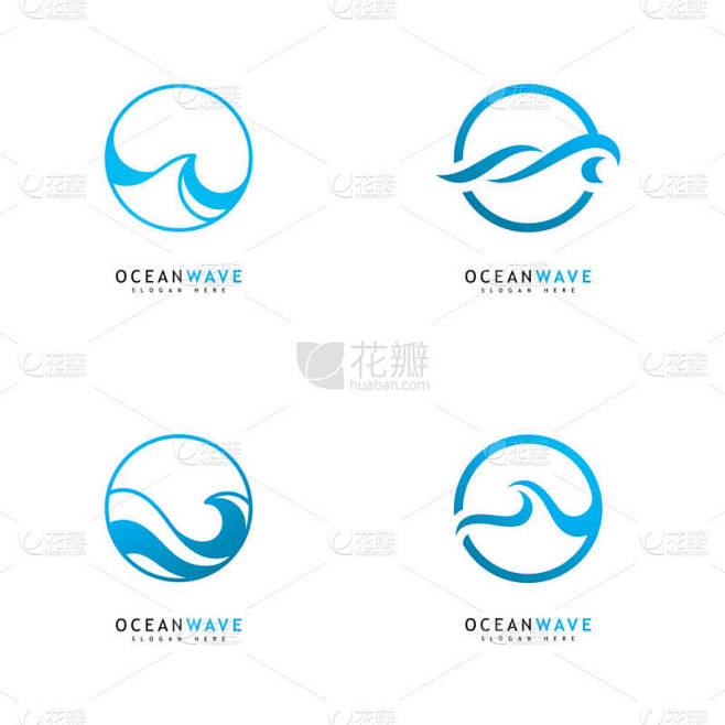 海浪标志模板矢量