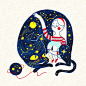 Space Cat  : Size: 300mm*300mmEmbroidered with threads and combined with wool.