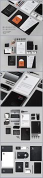 精品VI设计模板 智能贴图 PSD 提案 分层 名片 画册 背景素材 平面设计 黑色 VI应用 经典 企业 公司 科技 @北坤人素材