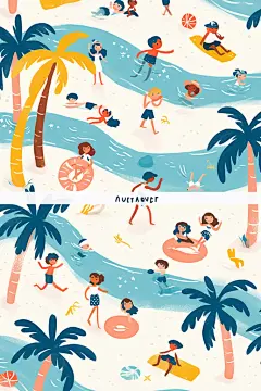 盛夏元素插画主题