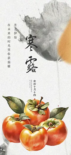霜降节气插画唯美传统国风海报