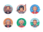 Famous historical figures. Who are they? head individual face women beard hat famous figure man people portrait logo artwork vector art vector illustration icon flat
