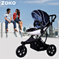 新款ZOKO欧洲进口婴儿推车 高景观三轮双向可坐躺避震折叠婴儿车-tmall.com天猫