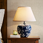 美式台灯卧室客厅家用现代简约欧式陶瓷手绘浪漫婚房装饰床头灯具-淘宝网
