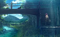 动漫女生黑猫风景壁纸