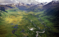 General 1920x1200 landscapes nature valleys rivers aerial view mountains Alaska snowy peaks clouds green spring