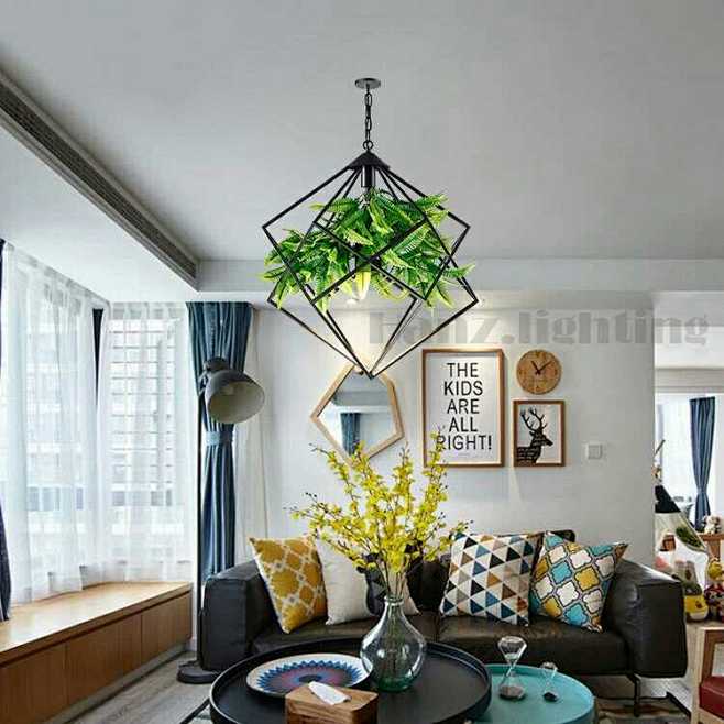 创意艺术吊灯绿植物工业风餐吊灯 美式简约...