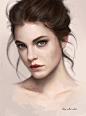 "Portrait study" - Greg Opalinski {figurative beautiful brunette female head woman face portrait digital illustration #loveart} greg-opalinski.deviantart.com: 