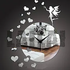 装饰钟表 壁挂 创意 镜面立体DIY可卸电视背景墙纸 仙女爱心z020-淘宝网