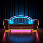 Art Deco Sofa, wide light, Neon, 16k, high resolution --v 5.2