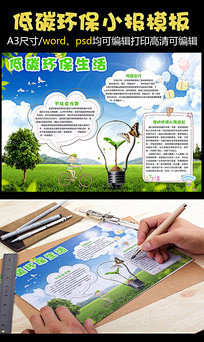 绿色低碳环保生活小报模版
