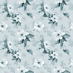 无缝图案与水彩樱花