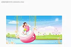 韩国人物插画草地湖泊上粉红小船的结婚男女草地湖泊|飞舞|粉红|光芒|韩国人物插画|花朵|花卉植物|结婚|卡通人物|卡通人物图片|蓝天|漫画人物|男女|人物素材|人物图片|矢量人物|小船|小艇|新郎|新娘