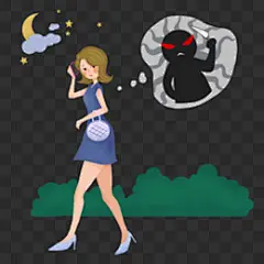 走夜路的女生安全教育创意宣传元素卡通手绘PNG图片 来自PNG搜索网 pngss.com 免费免扣png素材下载！