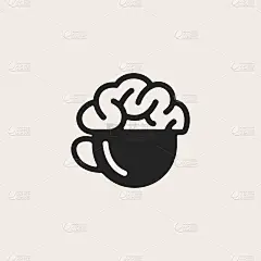 脑咖啡咖啡想法聪明的时髦复古矢量图标插图