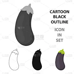 蔬菜,烧毁的,茄子,漫画,计算机图标,分离着色,生物学,概念,环境,食品