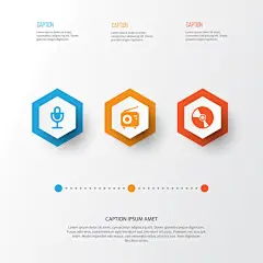 多媒体图标集合调谐器麦克插画素材_ID:366027250