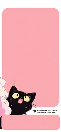 iPhone15Pro壁纸 手机壁纸 酷粉 黑猫 壁纸2