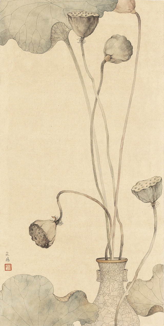 古典清雅宋扬国画植物家具工笔画二