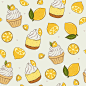 Seamless pattern with lemons and lemon cupcakes vector graphics