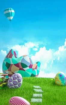 C4D立体草地复活节彩蛋欢乐促