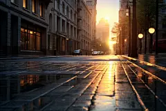 傍晚的城市商业街建设