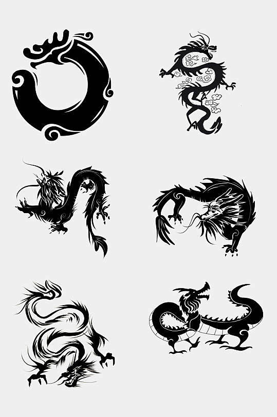 精美中国风神兽龙纹图案免抠素材