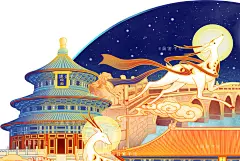 【白鹿追月】中秋立体包装插画_简爱手绘__插画师作品_涂鸦王国gracg.com