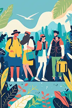 扁平风旅游高清简约插画