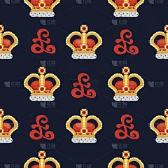 无缝模式与君主皇冠在黑暗的背景。