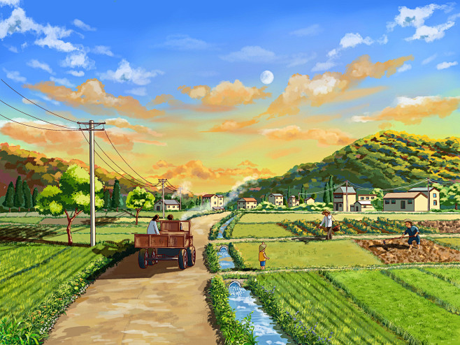 .二十四节气插画一 处暑
故乡的风景，熟...