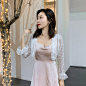 春夏蕾丝镂空长袖开衫小披肩小坎肩百搭2020夏季薄外套女 - 17网