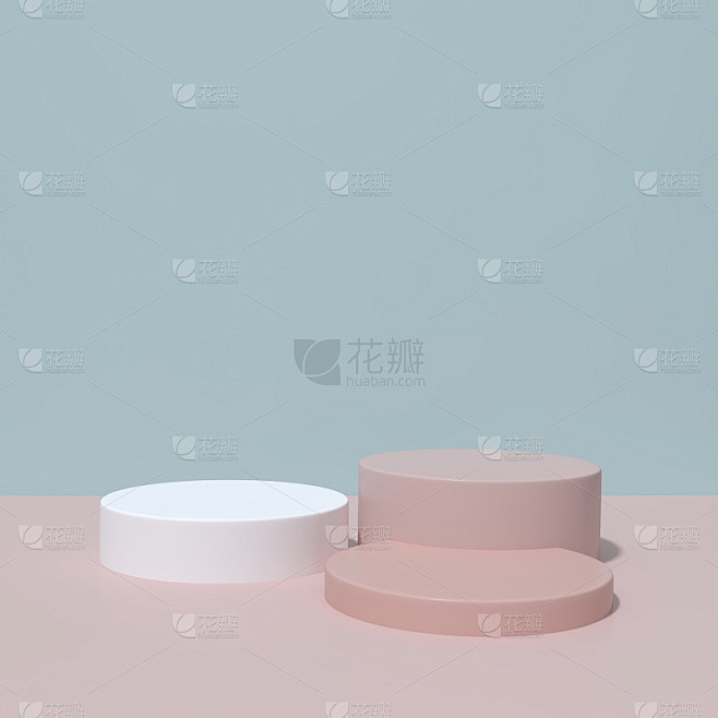 双色调裙台舞台背景，蓝色和粉色背景，用于...