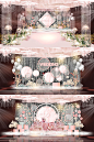 粉色现代浪漫婚礼舞台签到区迎宾区效果图psd模板设计素材
