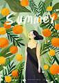 夏天到了，今天是橙子女孩  illustration by yiling