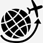 飞机围绕地球网格飞行运输地球图标 平面电商 创意素材